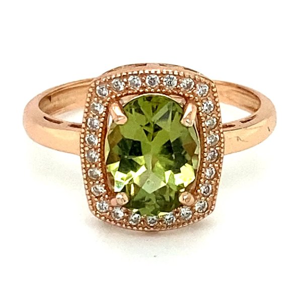 Green Tourmaline 1.70ct Rose Gold Finish Slv Ring
